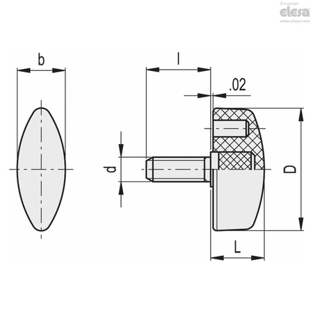 Elesa Zinc-plated steel threaded stud, CT.476/30 p-1/4-20x3/4 CT.476-p (inch sizes)